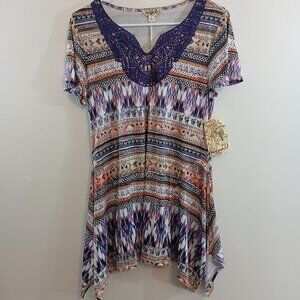 OneWorld Womens S Bohemian Tunic Top Multicolor